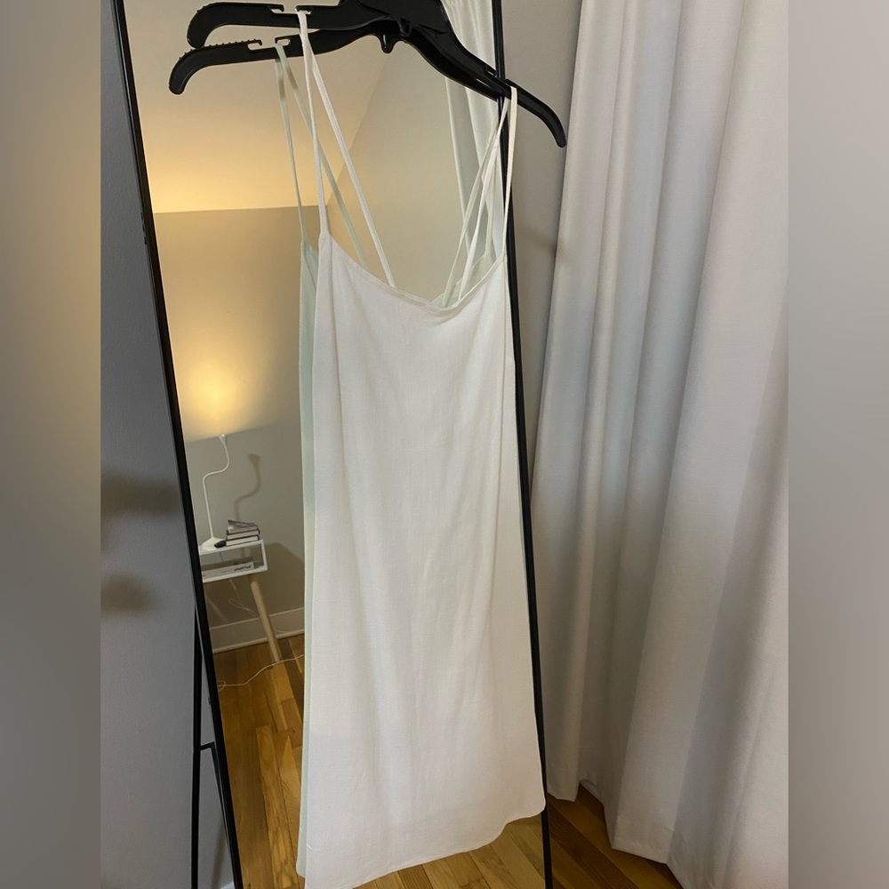 White mini linen dress